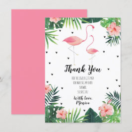 Carte de remerciements Baby shower à thème Flamant