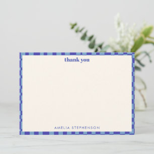 Carte De Remerciements Baby Shower Abstrait Damier Bleu Personnalisé