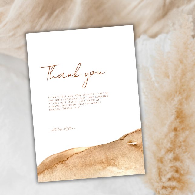 Carte De Remerciements Baby shower Abstrait du désert de Boho moderne (Modern Boho Abstract Desert Baby Shower Thank You Card)