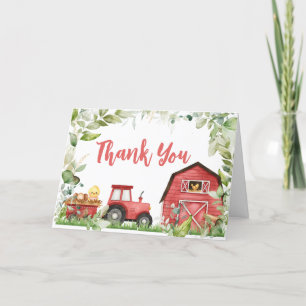 Carte De Remerciements Baby shower agricole de Red Barnyard