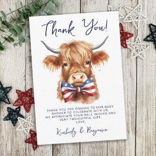 Carte De Remerciements Baby shower animal de ferme de vache de Highland P