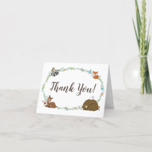 Carte De Remerciements Baby shower animal de la forêt