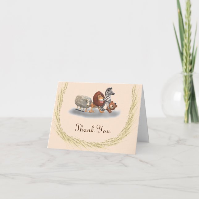 Carte De Remerciements Baby shower animal farci mou (Devant)
