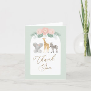 Carte De Remerciements Baby shower animaliers pour filles Safari