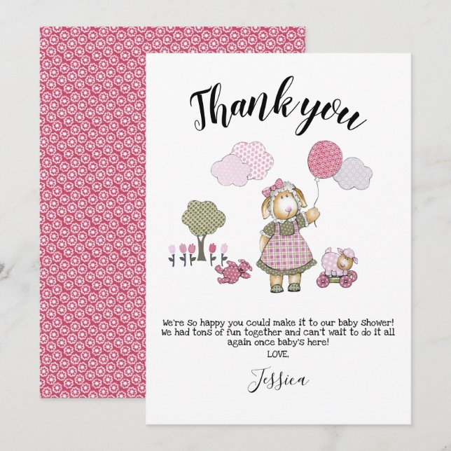 Carte de remerciements Baby shower aquarelle (Devant / Derrière)