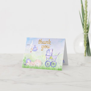 Carte de remerciements Baby shower aquarelle avec 