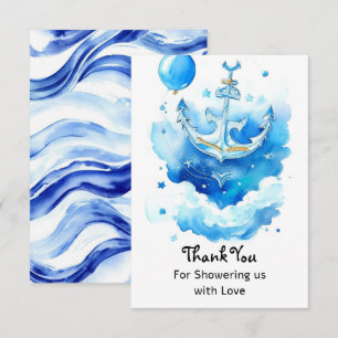 Carte De Remerciements Baby shower aquatique Nautical Boy