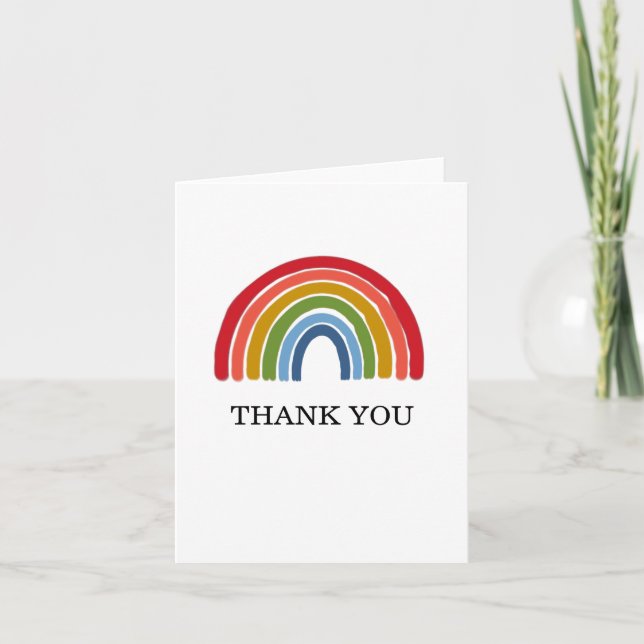 Carte De Remerciements Baby shower arc-en-ciel (Devant)