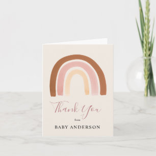 Carte de remerciements Baby shower arc-en-ciel