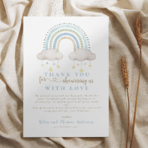 Carte De Remerciements Baby shower arc-en-ciel bleu Boho