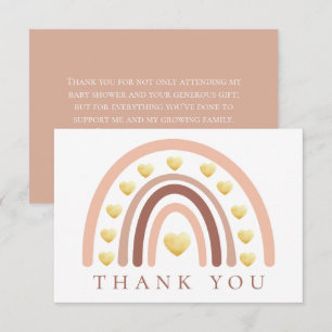 Carte De Remerciements Baby shower arc-en-ciel Blush Boho