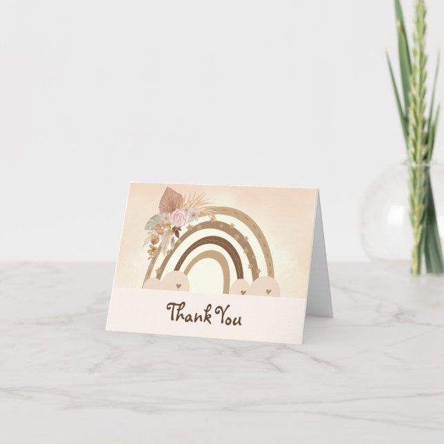 Carte de remerciements Baby shower arc-en-ciel Boh (Devant)