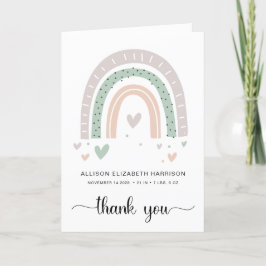 Carte De Remerciements Baby shower arc-en-ciel Boho