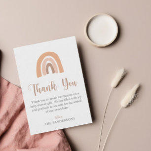 Carte De Remerciements Baby shower arc-en-ciel Cute Rose Pastel Boho