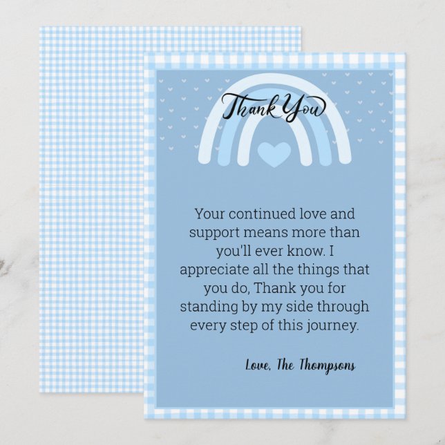 Carte De Remerciements Baby shower arc-en-ciel garçons (Devant / Derrière)