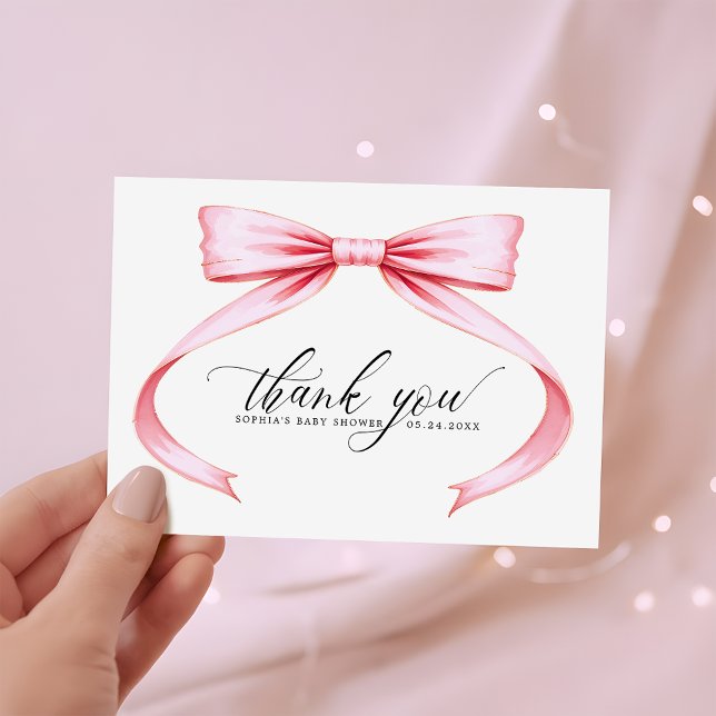Carte De Remerciements Baby Shower Arc-en-ciel Rose à l'aquarelle (Créateur téléchargé)