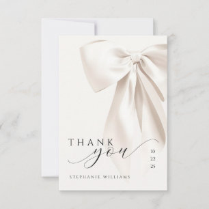 Carte De Remerciements Baby Shower au Ruban Blanc Mariée