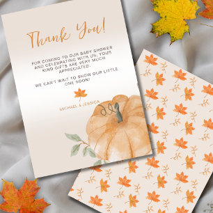 Carte De Remerciements Baby shower Automne Petit Citrouille