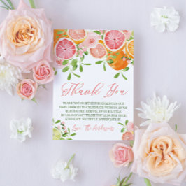 Carte De Remerciements Baby shower aux agrumes et aux fleurs