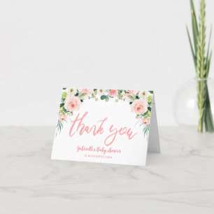 carte de remerciements baby shower aux fleurs de r