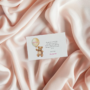carte de remerciements baby shower avec ours en pe