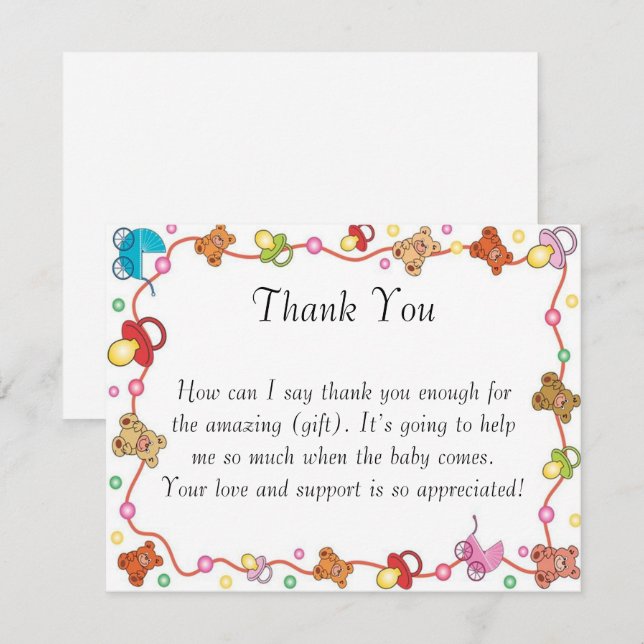 Carte de remerciements Baby shower Baby Elements (Devant / Derrière)