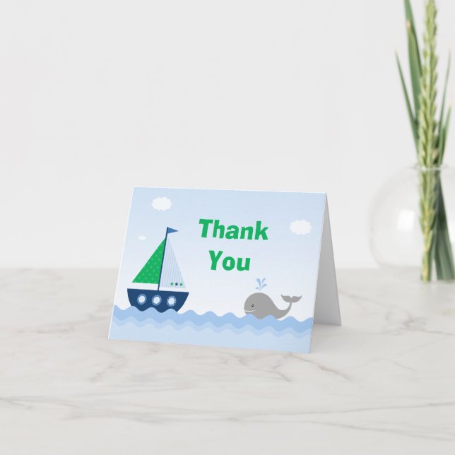 Carte de remerciements Baby shower bateau (Devant)