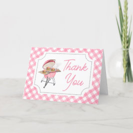 Carte De Remerciements Baby shower BBQ Burger Rose