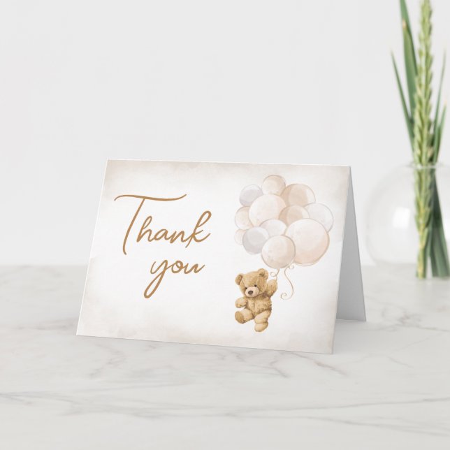 Carte De Remerciements Baby shower Bear Balloons (Devant)