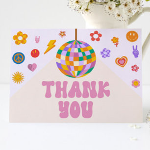 Carte De Remerciements Baby shower bébé Disco Ball Super Retro 70's