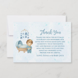 Carte De Remerciements Baby shower bébé mignonne Blue Mobile Lit bébé