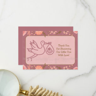 Carte De Remerciements Baby shower-bébé sur la cigogne