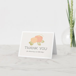 Carte De Remerciements Baby shower beige Citrouille orange