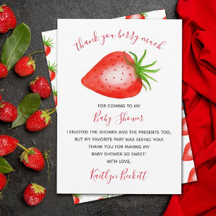 Carte De Remerciements Baby shower Berry Sweet Strawberry
