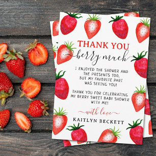 Carte De Remerciements Baby shower Berry Sweet Strawberry
