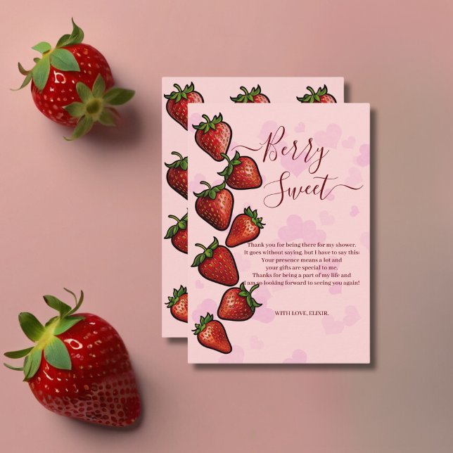 Carte De Remerciements Baby shower Berry Sweet Strawberry Hearts (Créateur téléchargé)