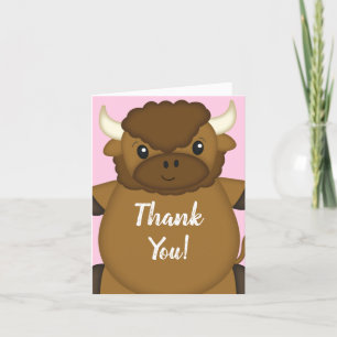 Carte De Remerciements Baby Shower Bison Buffle Rose