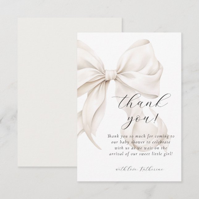 Carte De Remerciements Baby shower blanc à mâchoires neutres (Devant / Derrière)