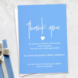 Carte de remerciements baby shower bleu au coeur m