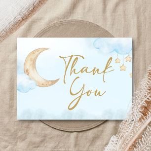 Carte De Remerciements Baby Shower Bleu Au-Delà de la Lune 