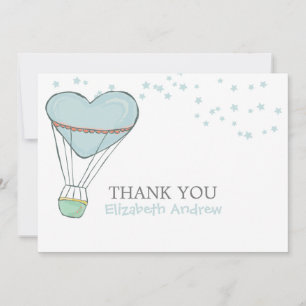 Carte De Remerciements Baby shower Bleu Bleu Bleu à air chaud
