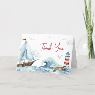 Carte De Remerciements Baby shower bleu bleu rouge