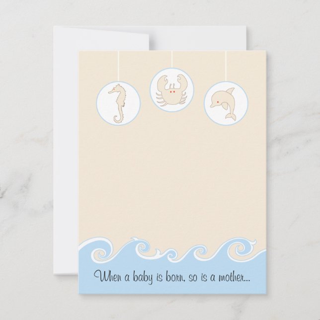 Carte de remerciements baby shower, bleu/crème mob (Devant)