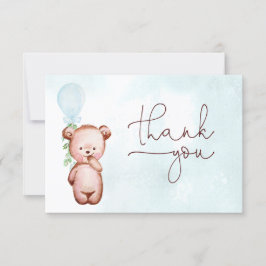 Carte De Remerciements Baby shower Bleu de l'ours en peluche