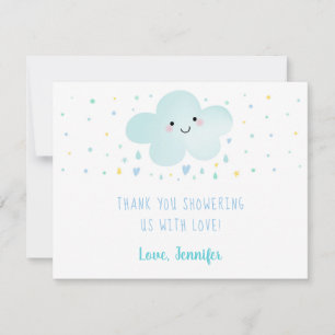 Carte De Remerciements Baby shower Bleu des étoiles Cloud