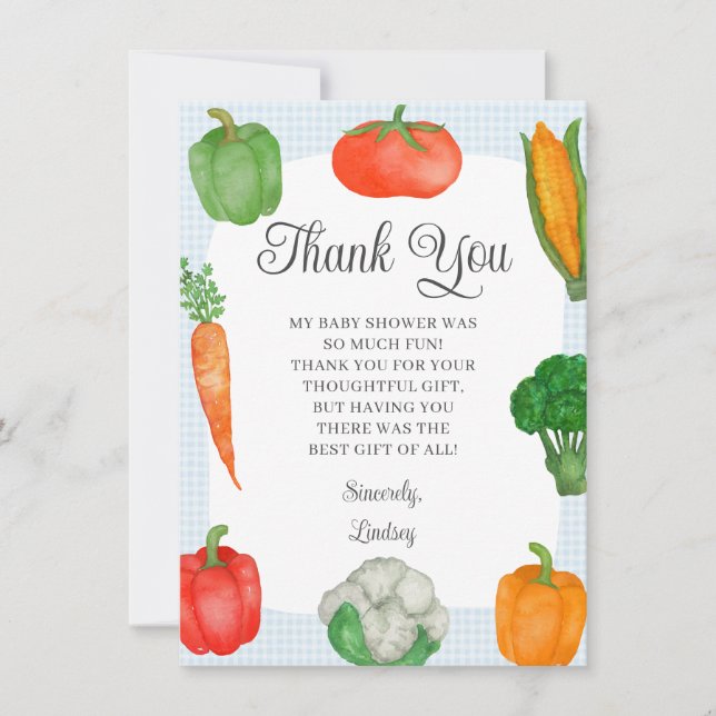 Carte De Remerciements Baby shower Bleu du marché agricole (Devant)