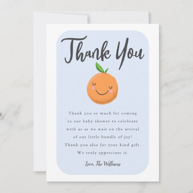 Carte De Remerciements Baby shower bleu Little Cutie (Devant)