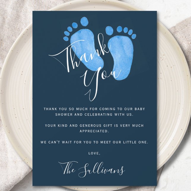 Carte De Remerciements Baby shower bleu marine (Créateur téléchargé)