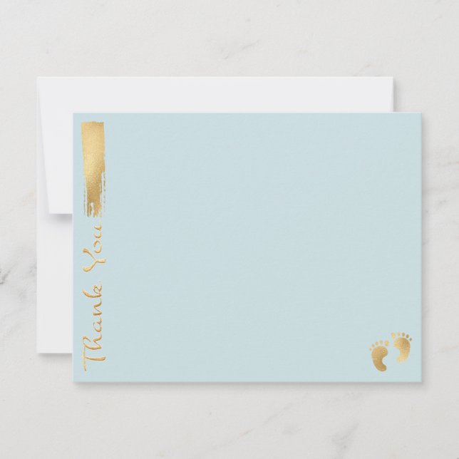 Carte de remerciements baby shower "Bleu/Or" (Devant)