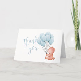 Carte De Remerciements Baby shower Bleu Ours Teddy